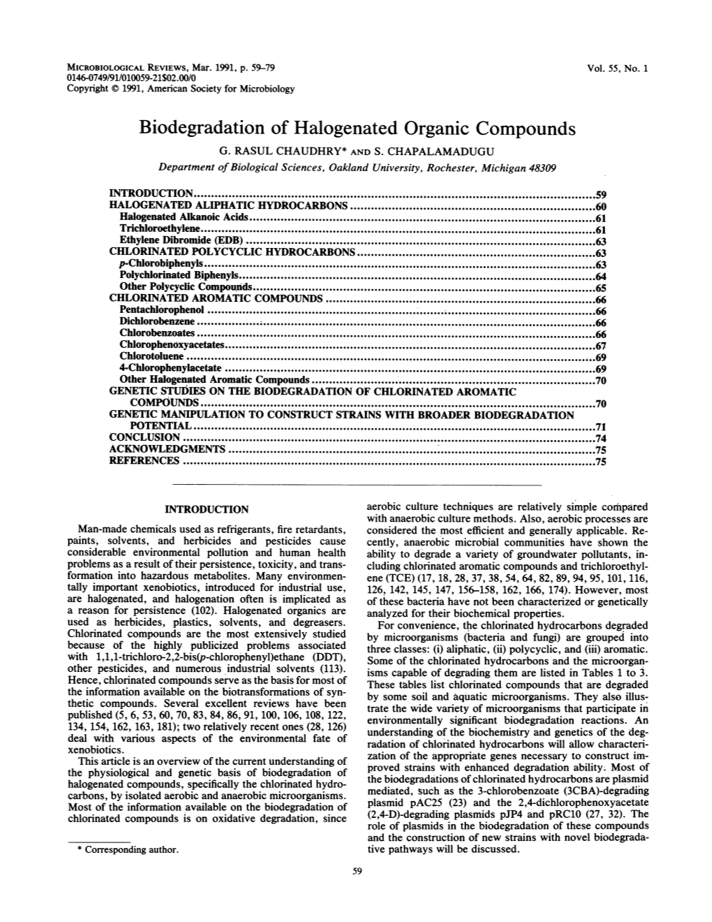 Biodegradation of Halogenated Organic Compounds G