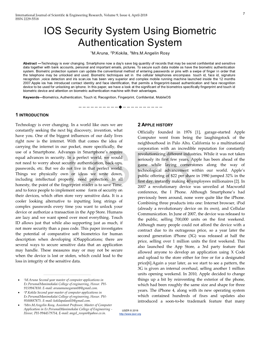 Ios Security System Using Biometric Authentication System