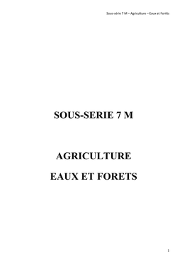 Sous-Serie 7 M Agriculture Eaux Et Forets