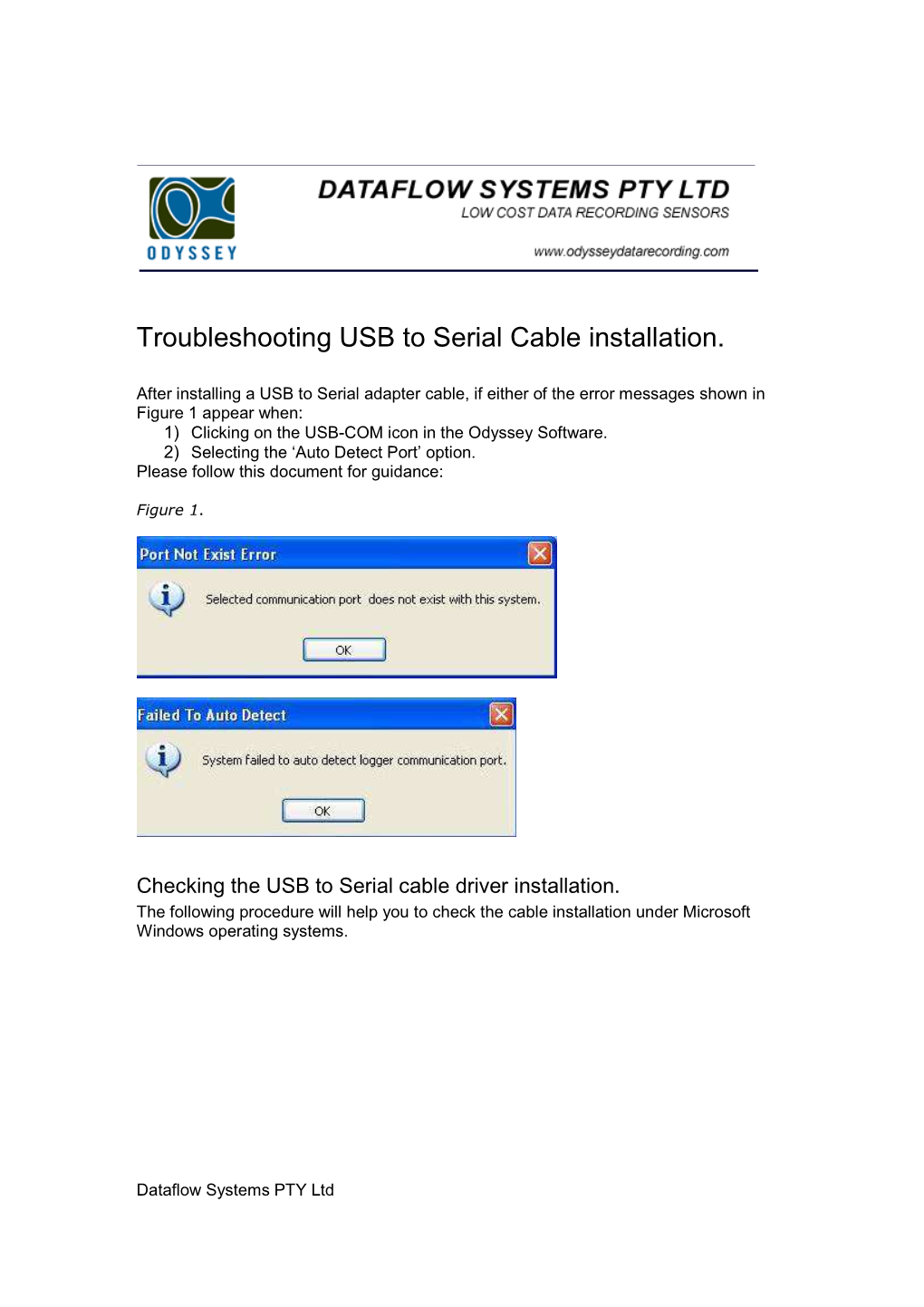 Troubleshooting USB to Serial Cable Installation