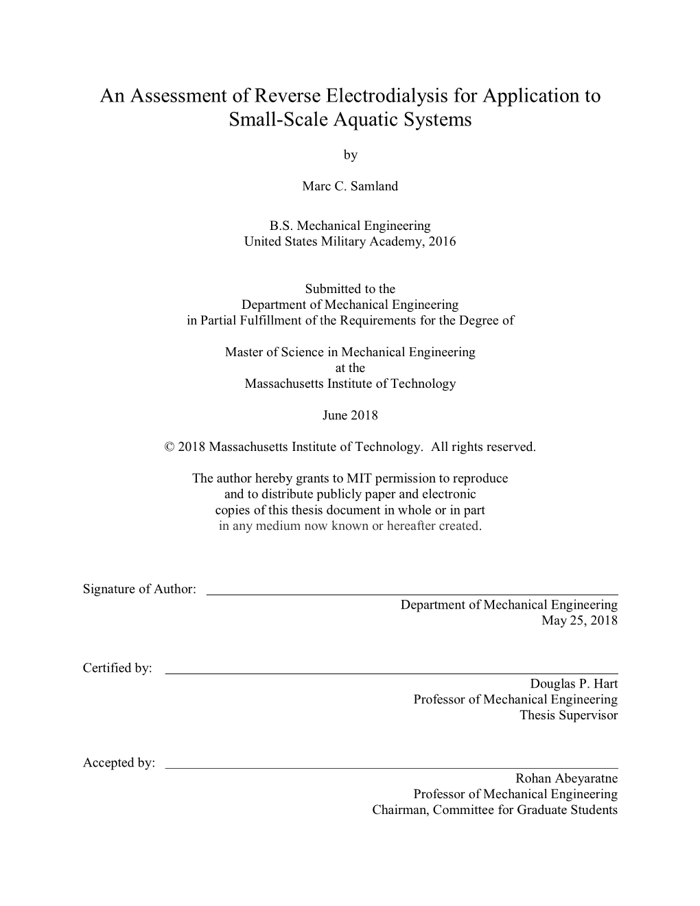 An Assessment of Reverse Electrodialysis for Application to Small-Scale Aquatic Systems