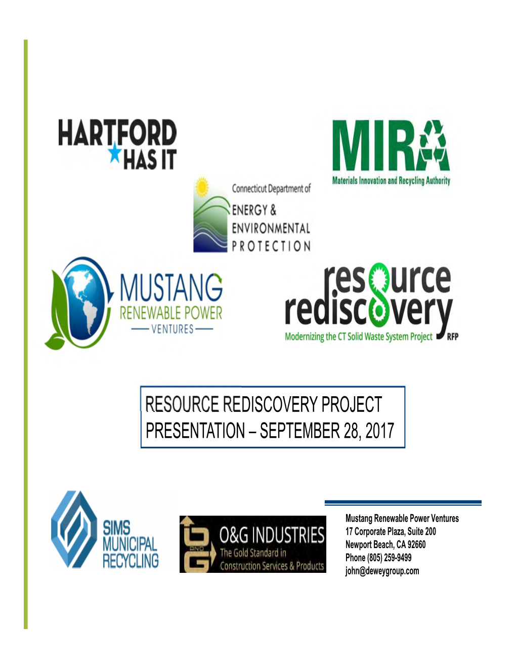 Resource Rediscovery Project Presentation – September 28, 2017