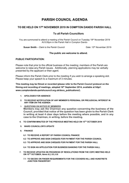 Parish Council Agenda