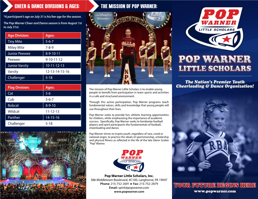 The Mission of Pop Warner: Cheer & Dance Divisions