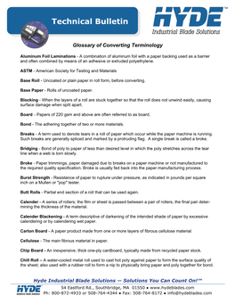 Glossary of Converting Terminology