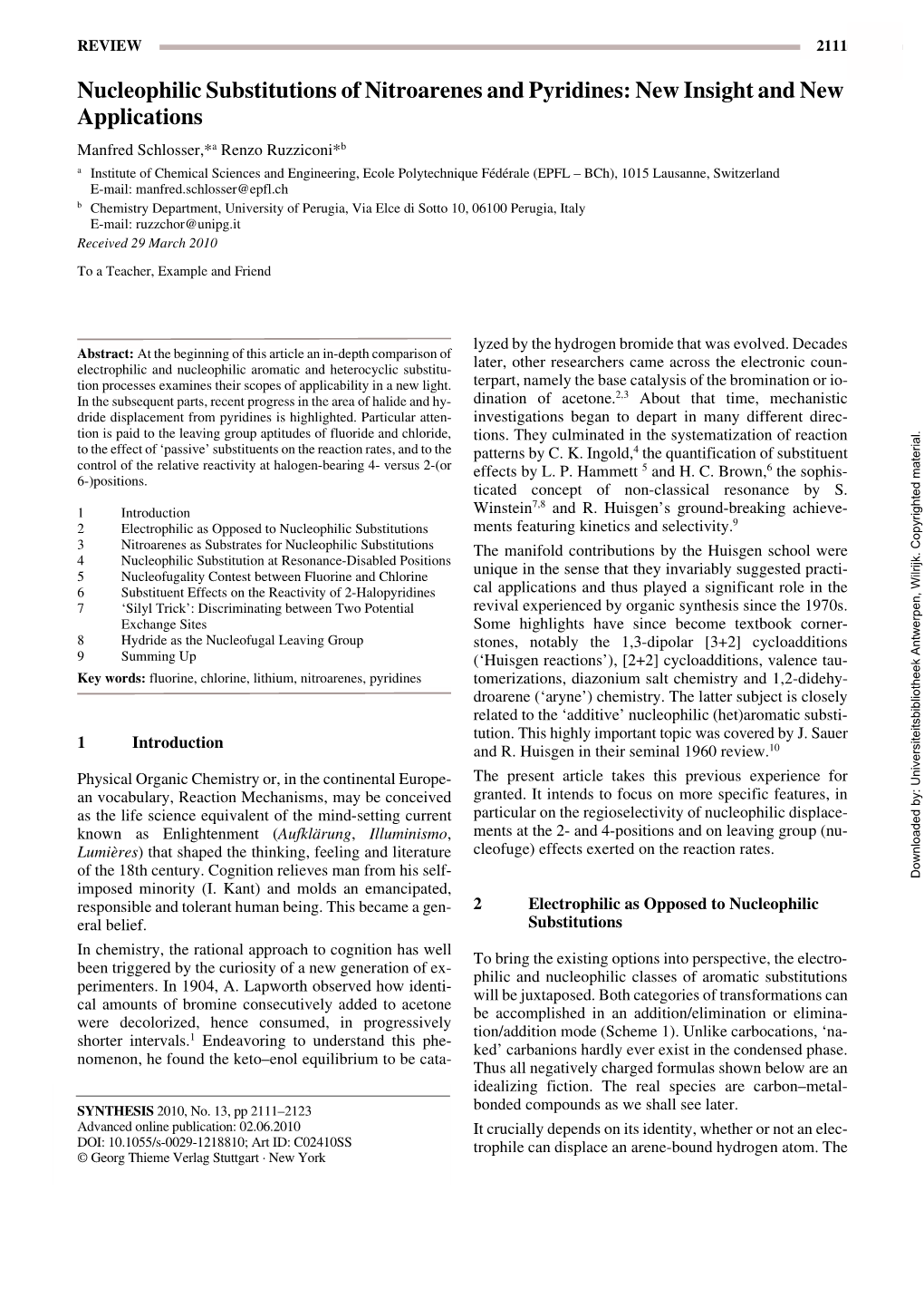 Nucleophilic Substitutions of Nitroarenes and Pyridines