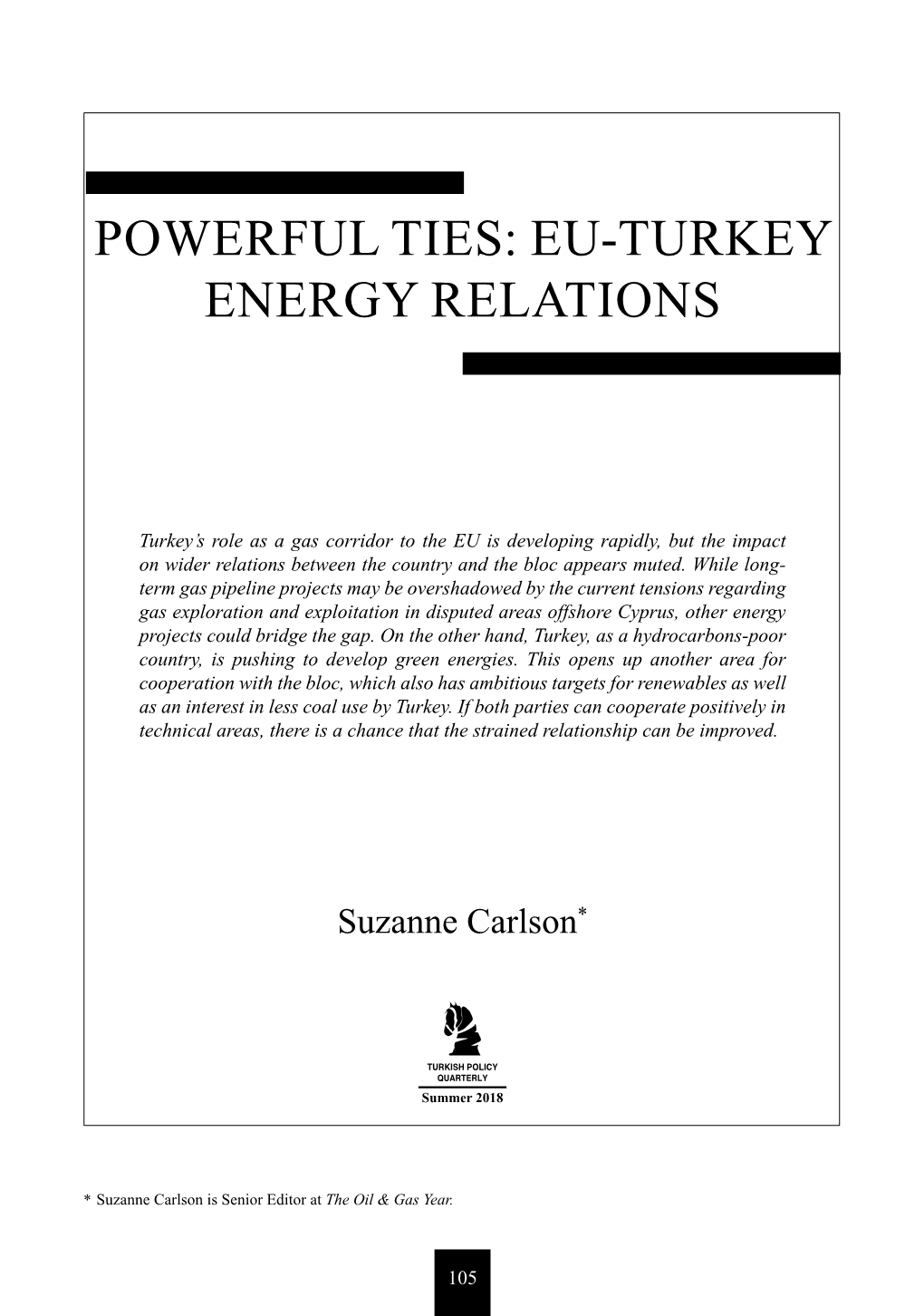 Powerful Ties: Eu-Turkey Energy Relations