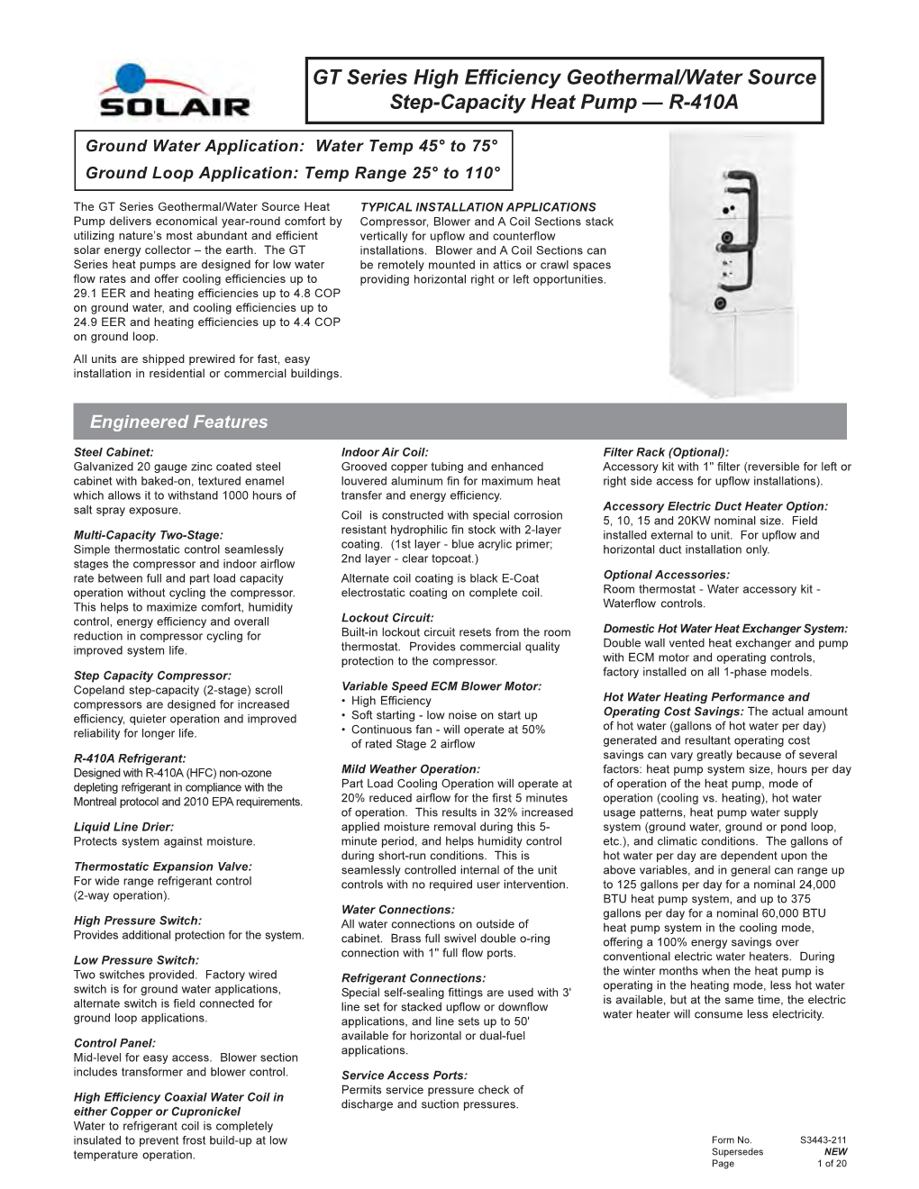 Solair Products LLC GTC36-GTC60 Series Step-Capacity Geothermal