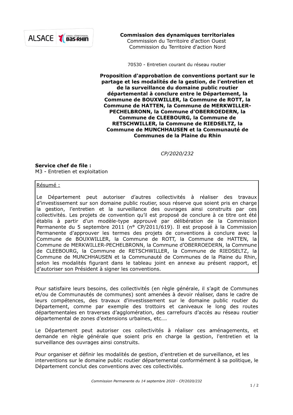 Commission Des Dynamiques Territoriales Commission Du Territoire D'action Ouest Commission Du Territoire D'action Nord