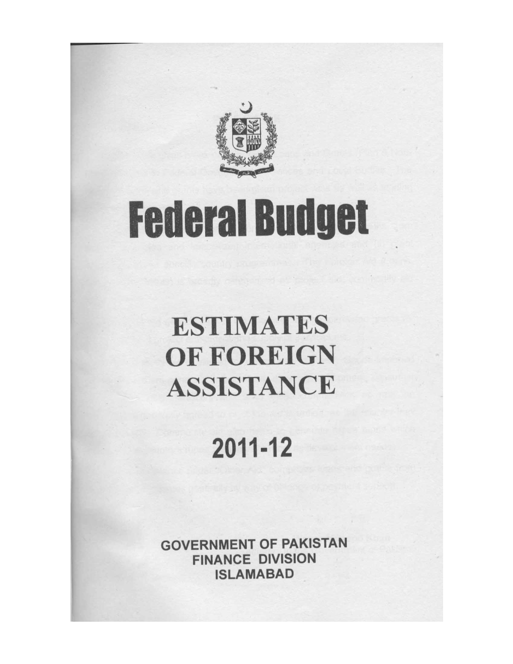 Estimates of Foreign Assistance 2011-12