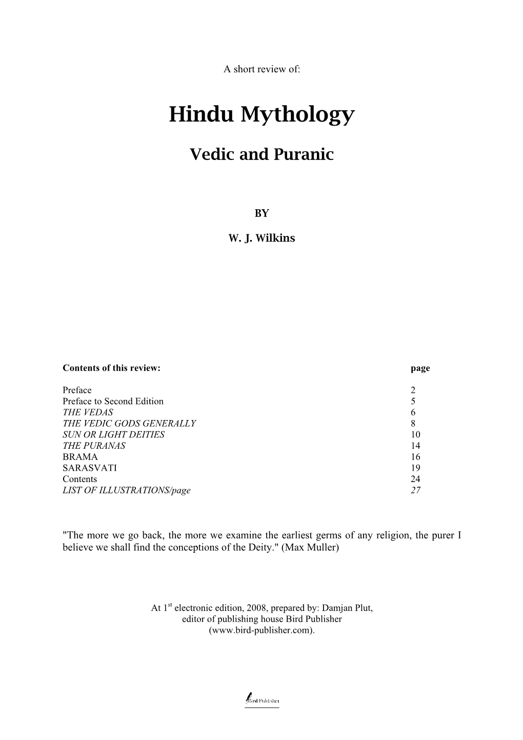 Short Review of Hindu Mythology