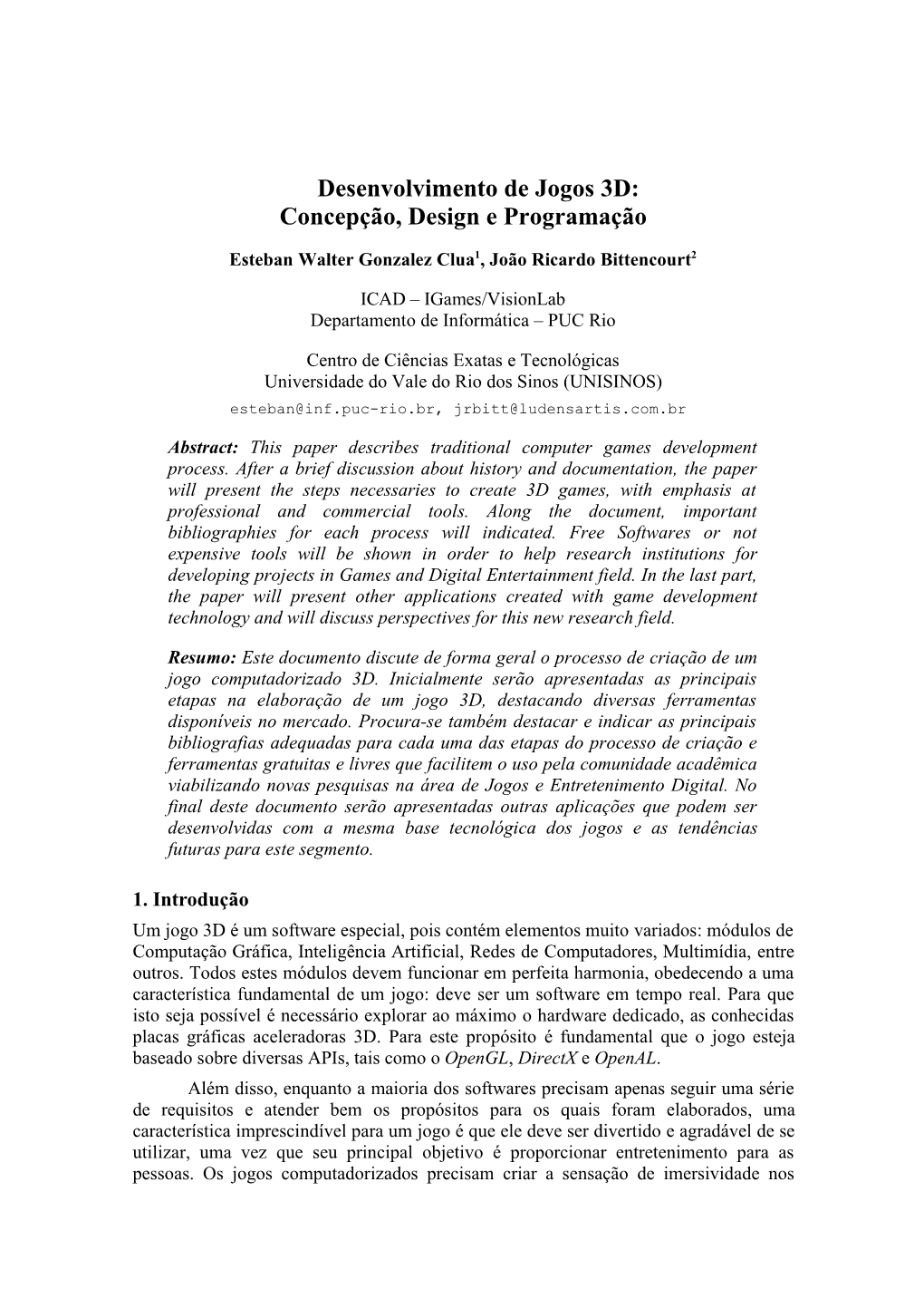 Desenvolvimento De Jogos 3D: Concepção, Design E Programação