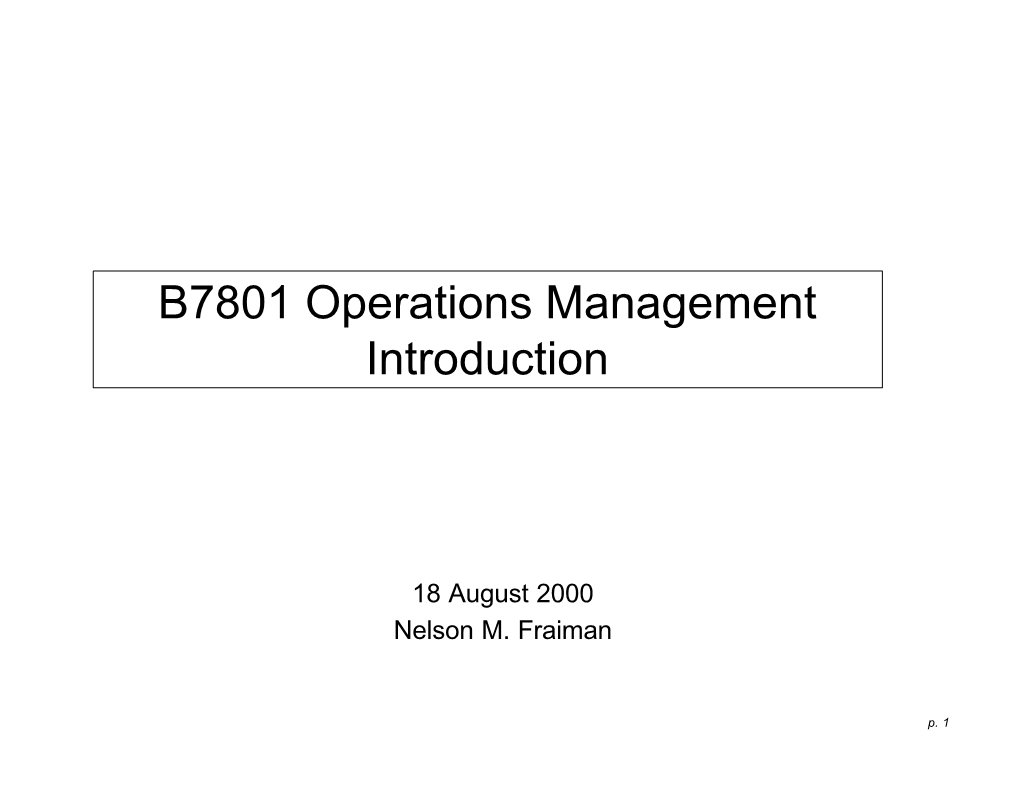 Operations Management Introduction