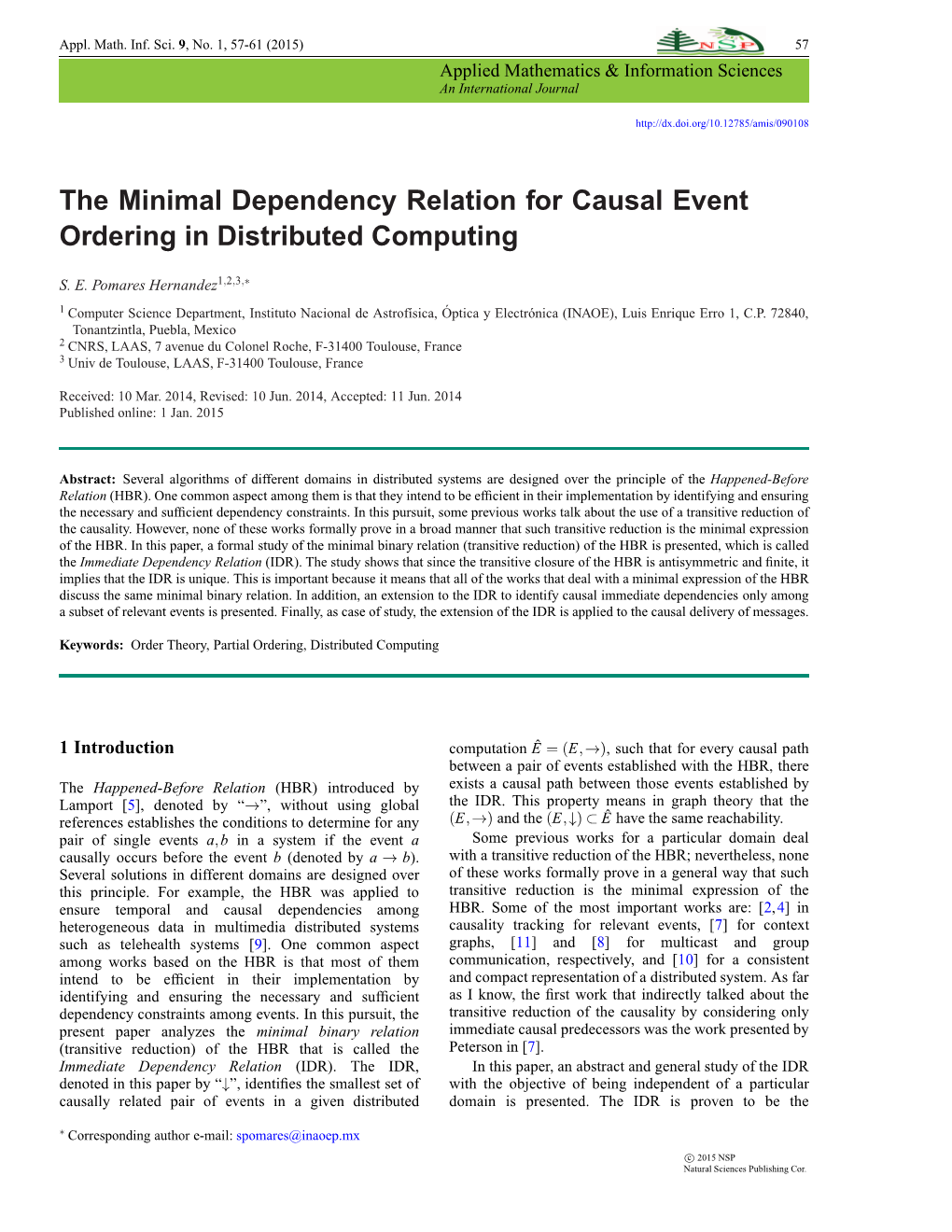 The Minimal Dependency Relation for Causal Event Ordering in Distributed Computing