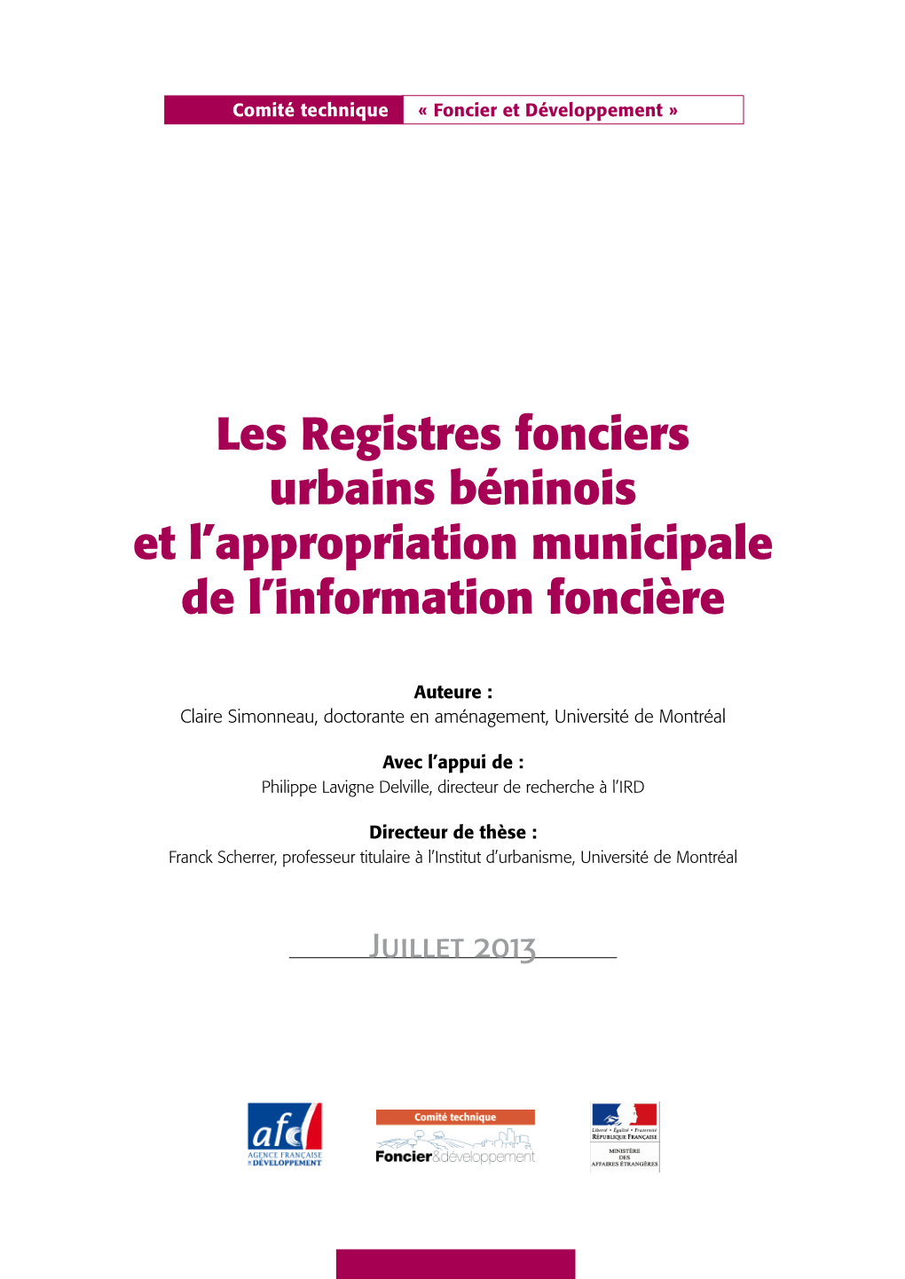 Registres Fonciers Urbains Bénin.Indd