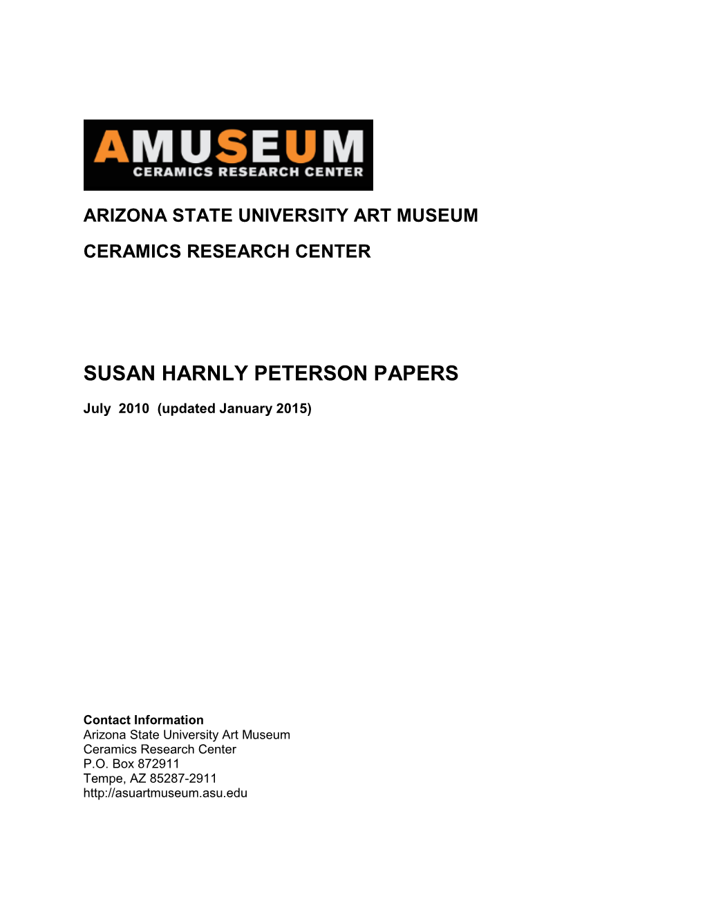 Susan Harnly Peterson Papers