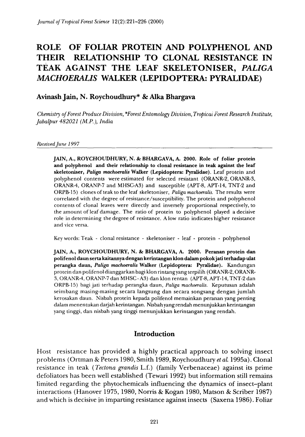 Role of Foliar Protein and Polyphenol and Their