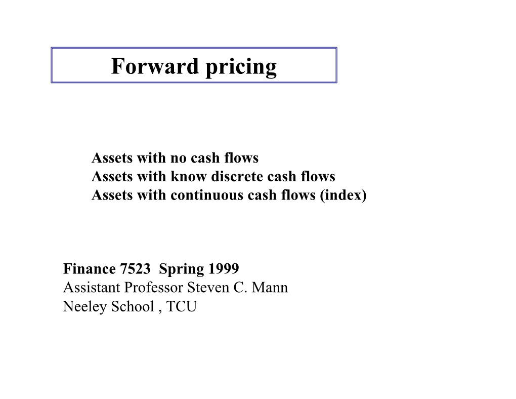 Forward Pricing