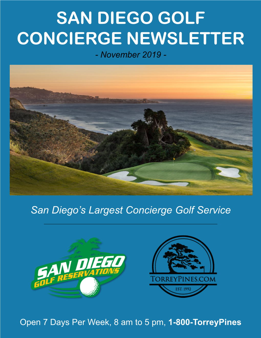 SAN DIEGO GOLF CONCIERGE NEWSLETTER - November 2019