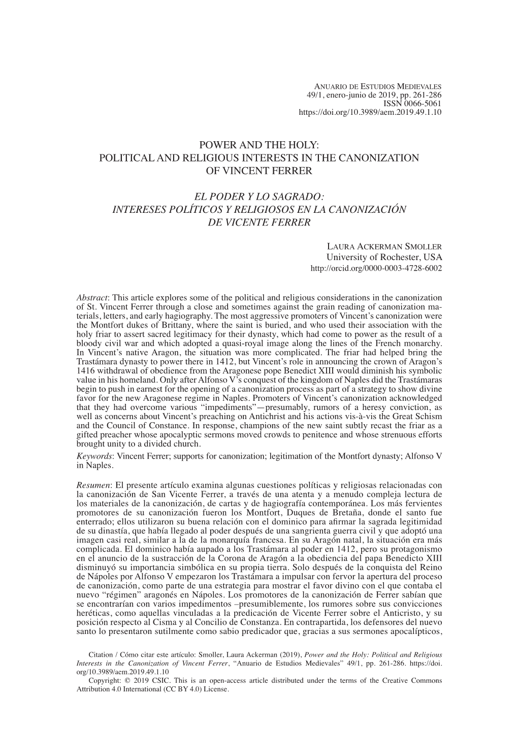 Intereses Políticos Y Religiosos En La Canonización De Vicente Ferrer