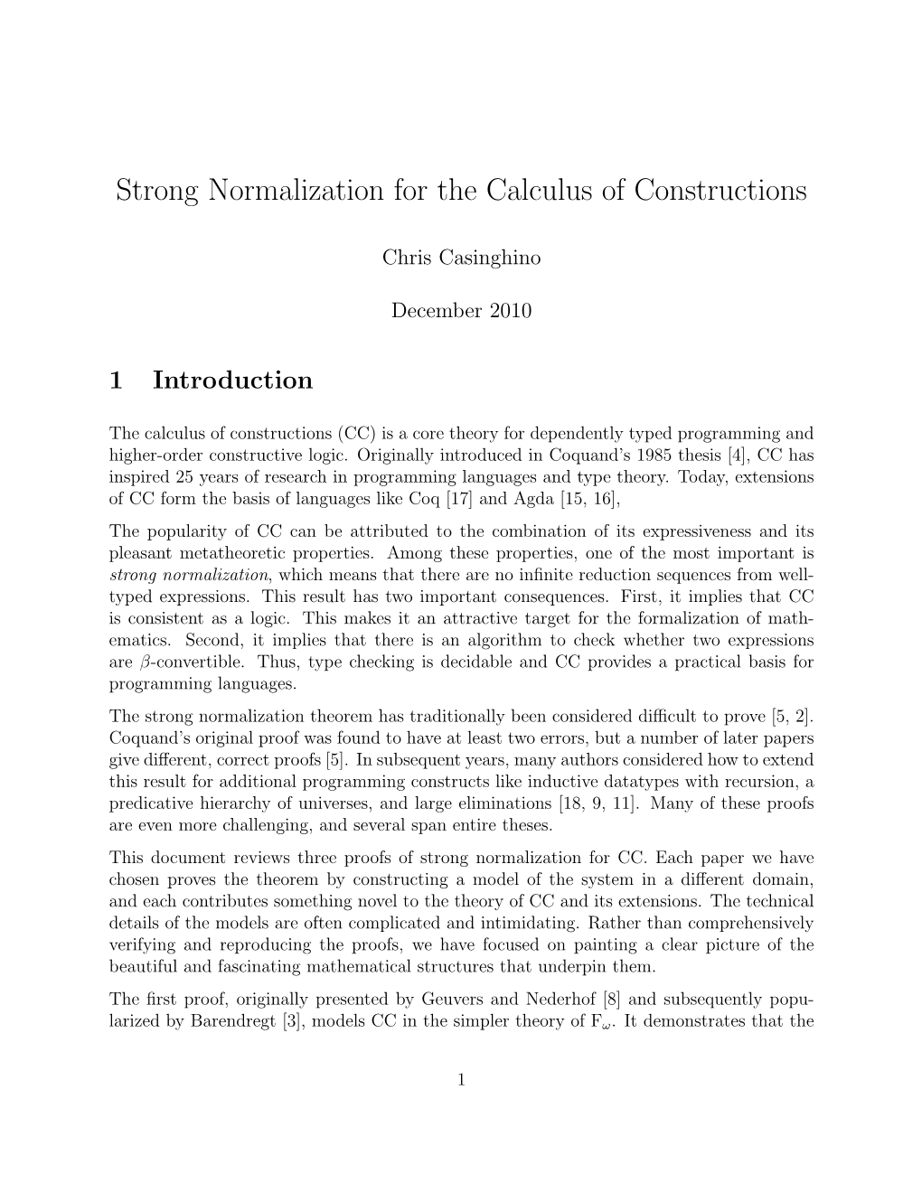 Strong Normalization for the Calculus of Constructions