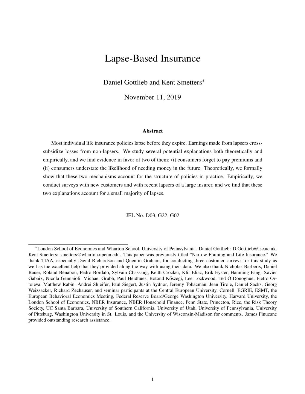Lapse-Based Insurance