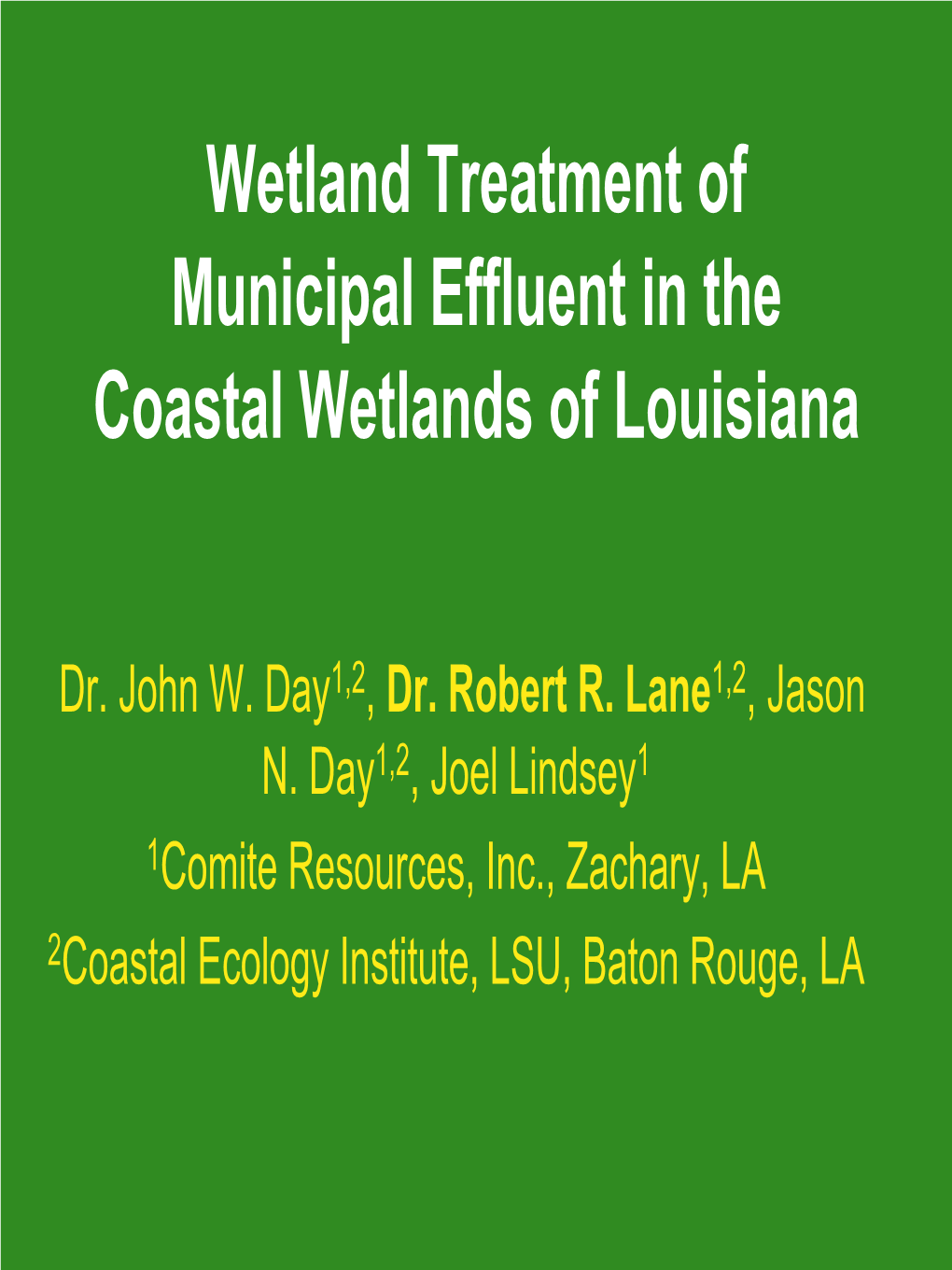 Wetland Treatment of Municipal Effluent in the Coastal Wetlands of Louisiana