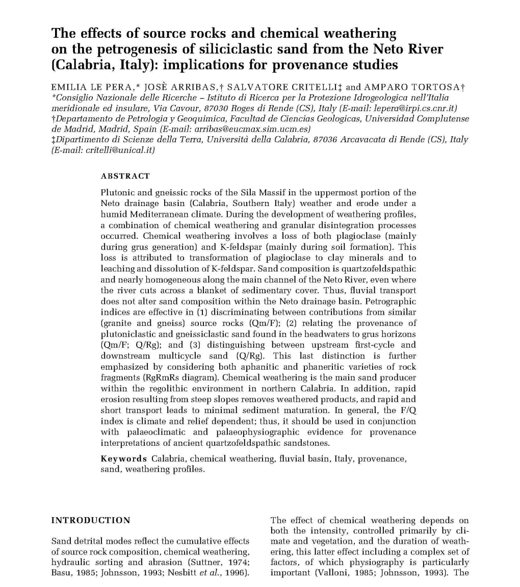 The Effects of Source Rocks and Chemical Weathering on The