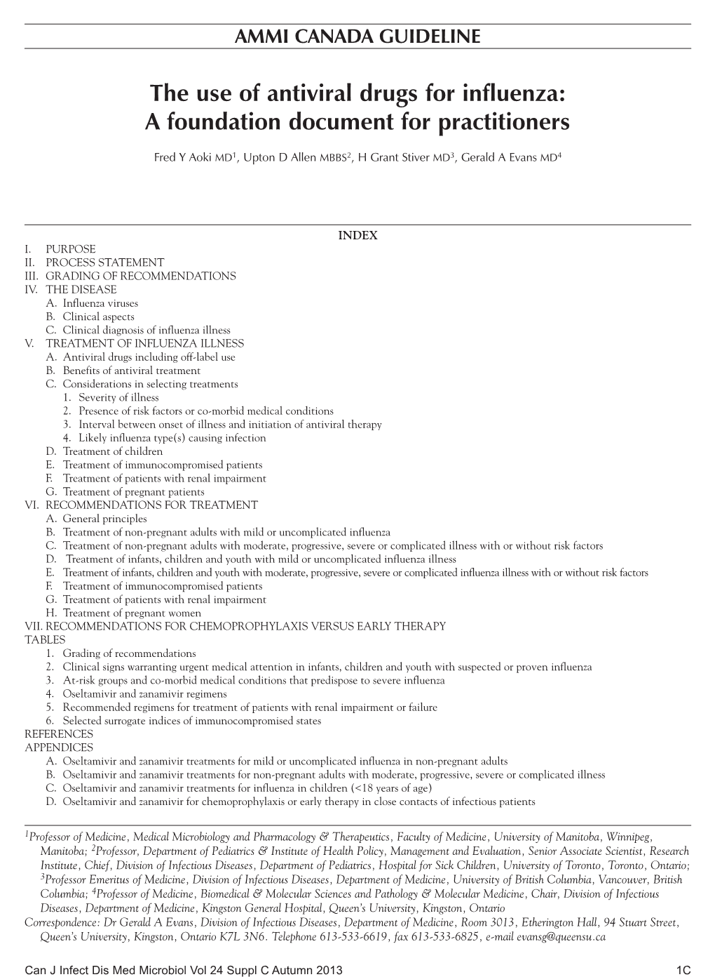 The Use of Antiviral Drugs for Influenza: a Foundation Document for Practitioners