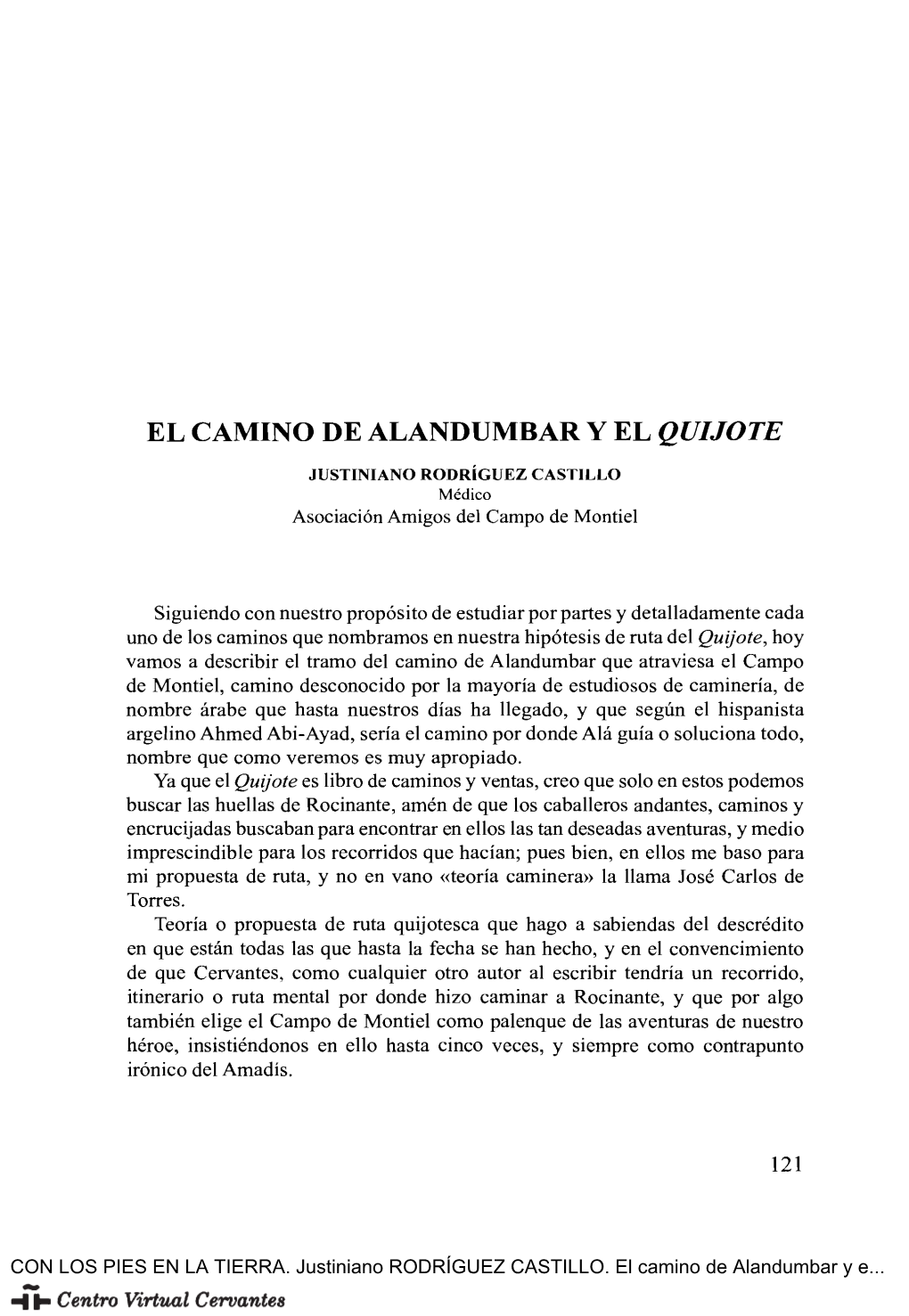 El Camino De Alandumbar Y El «Quijote»