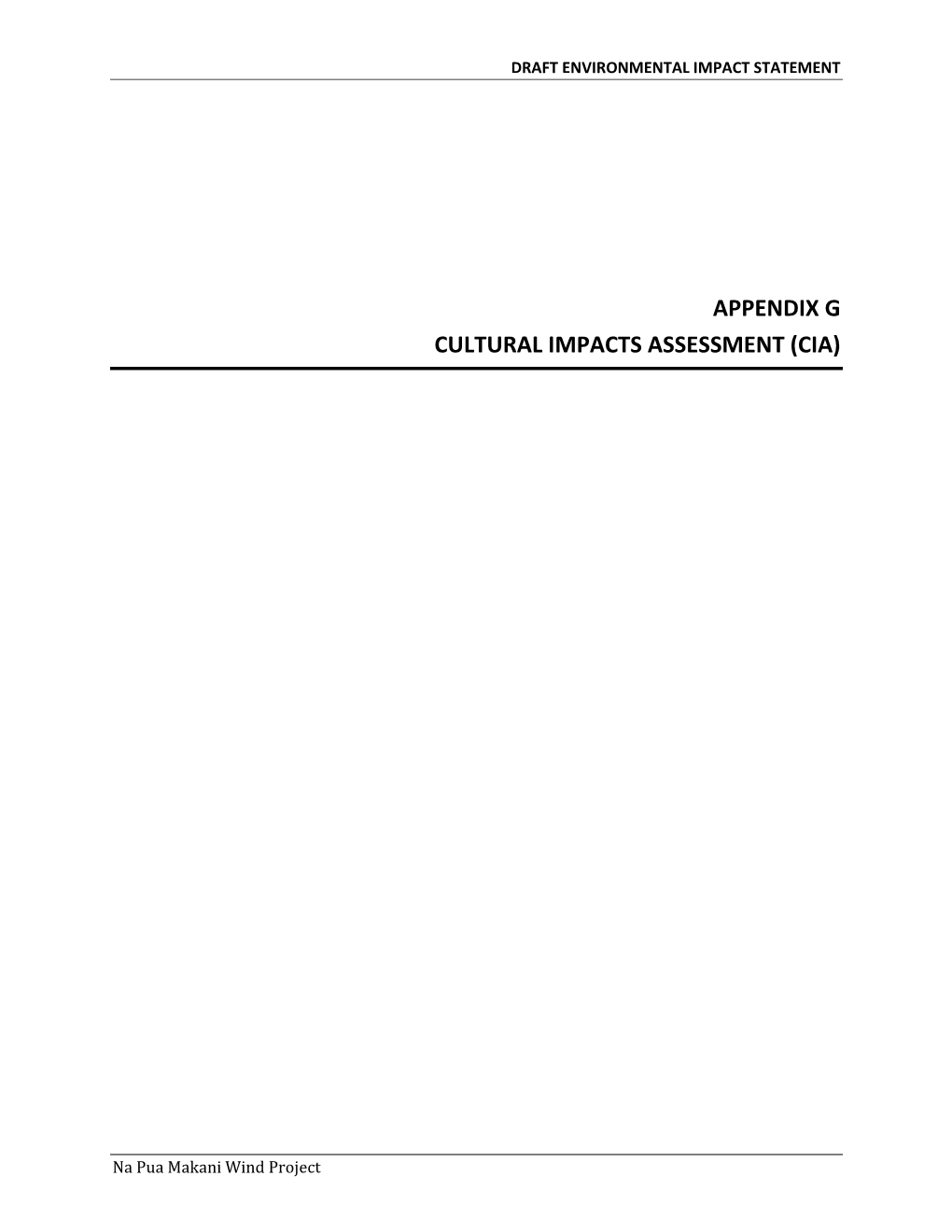 Na Pua DEIS Appendix G-Cultural Impact Assessment