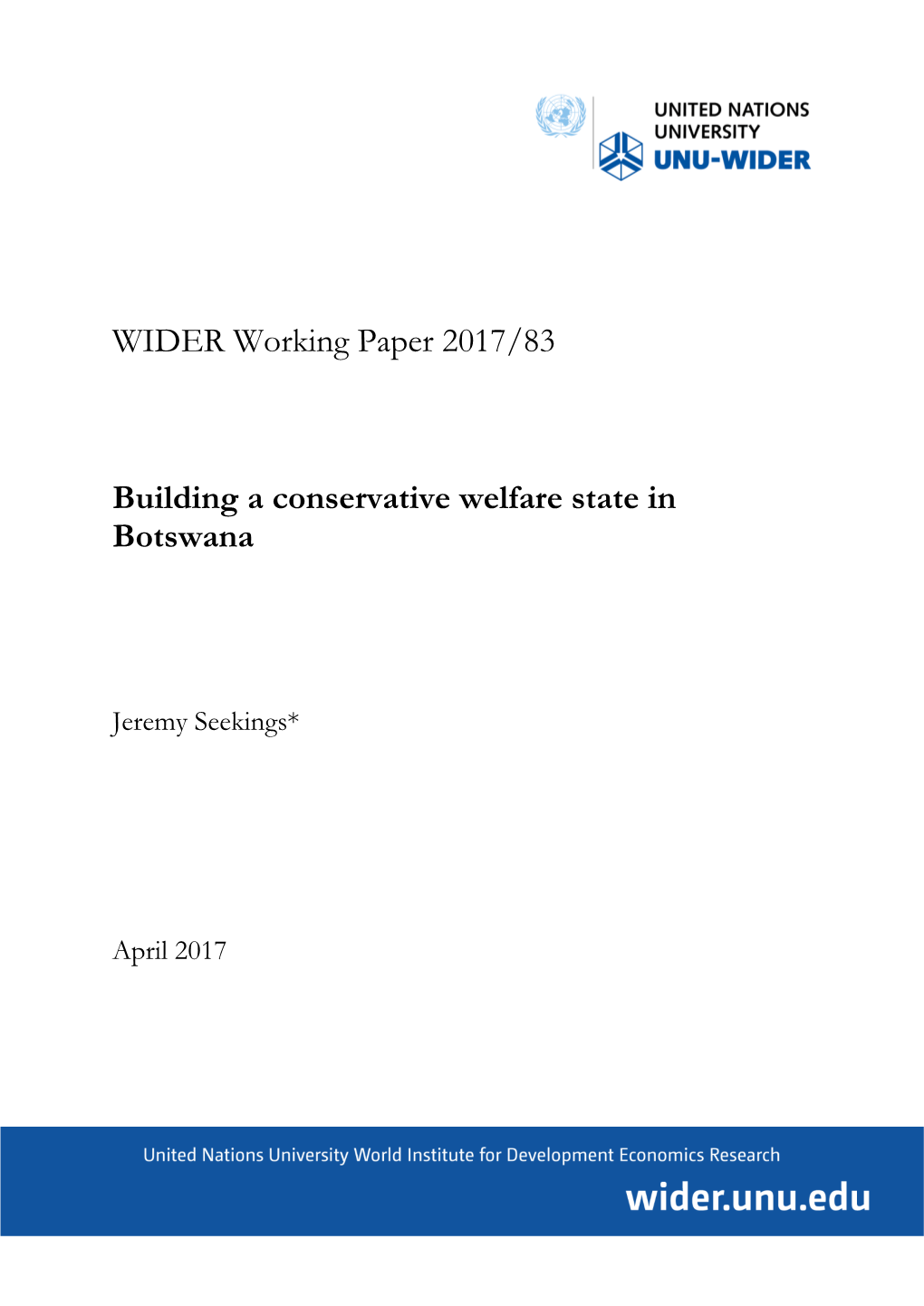 Building a Conservative Welfare State in Botswana