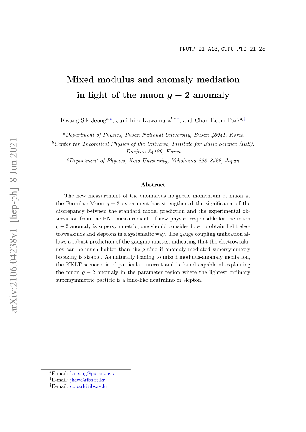 Mixed Modulus and Anomaly Mediation in Light of the Muon $ G-2$ Anomaly