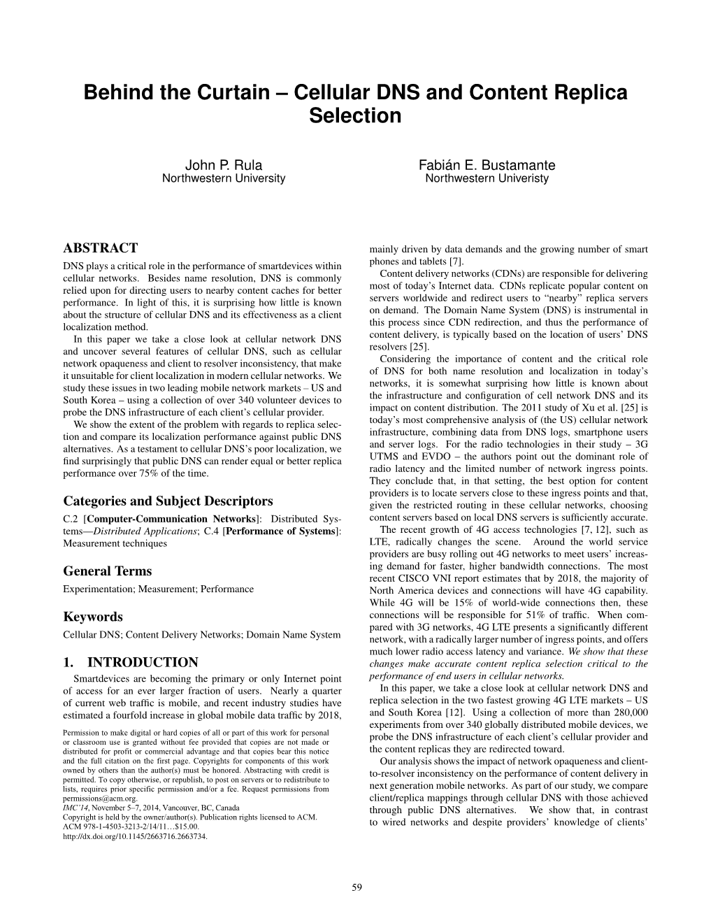 Cellular DNS and Content Replica Selection