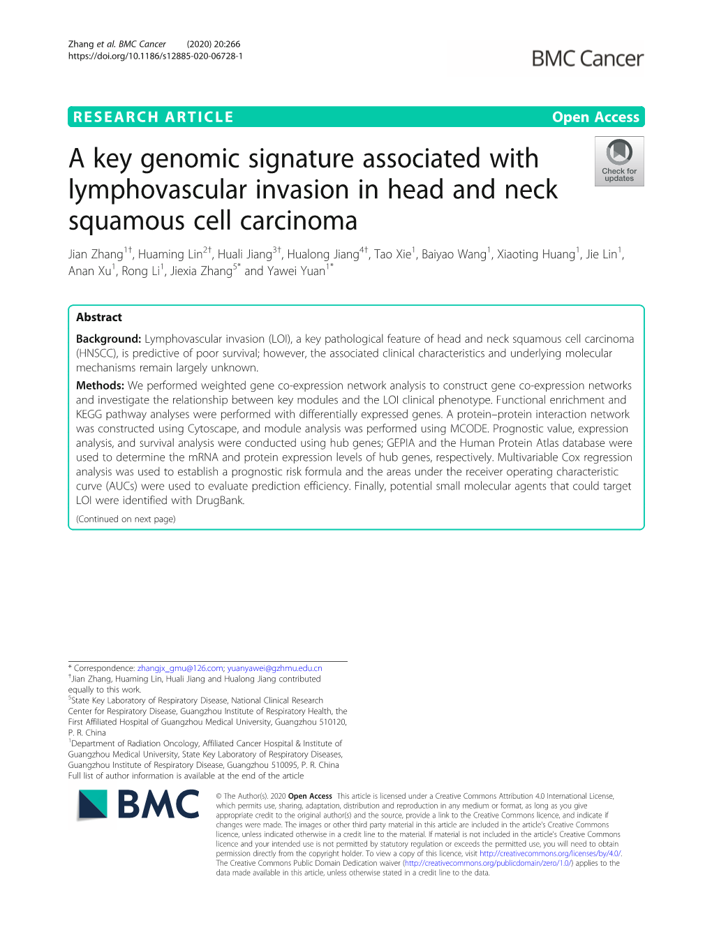 A Key Genomic Signature Associated with Lymphovascular
