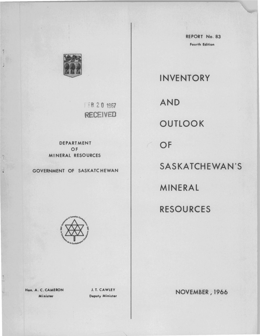 Inventory and Outlook Saskatchewan's Mineral