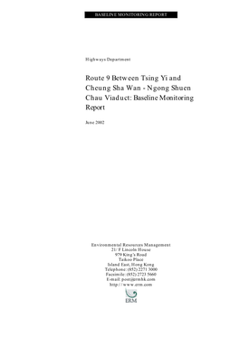 Ngong Shuen Chau Viaduct: Baseline Monitoring Report