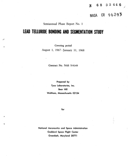 Lead Telluride Bonding and Segmentation Study