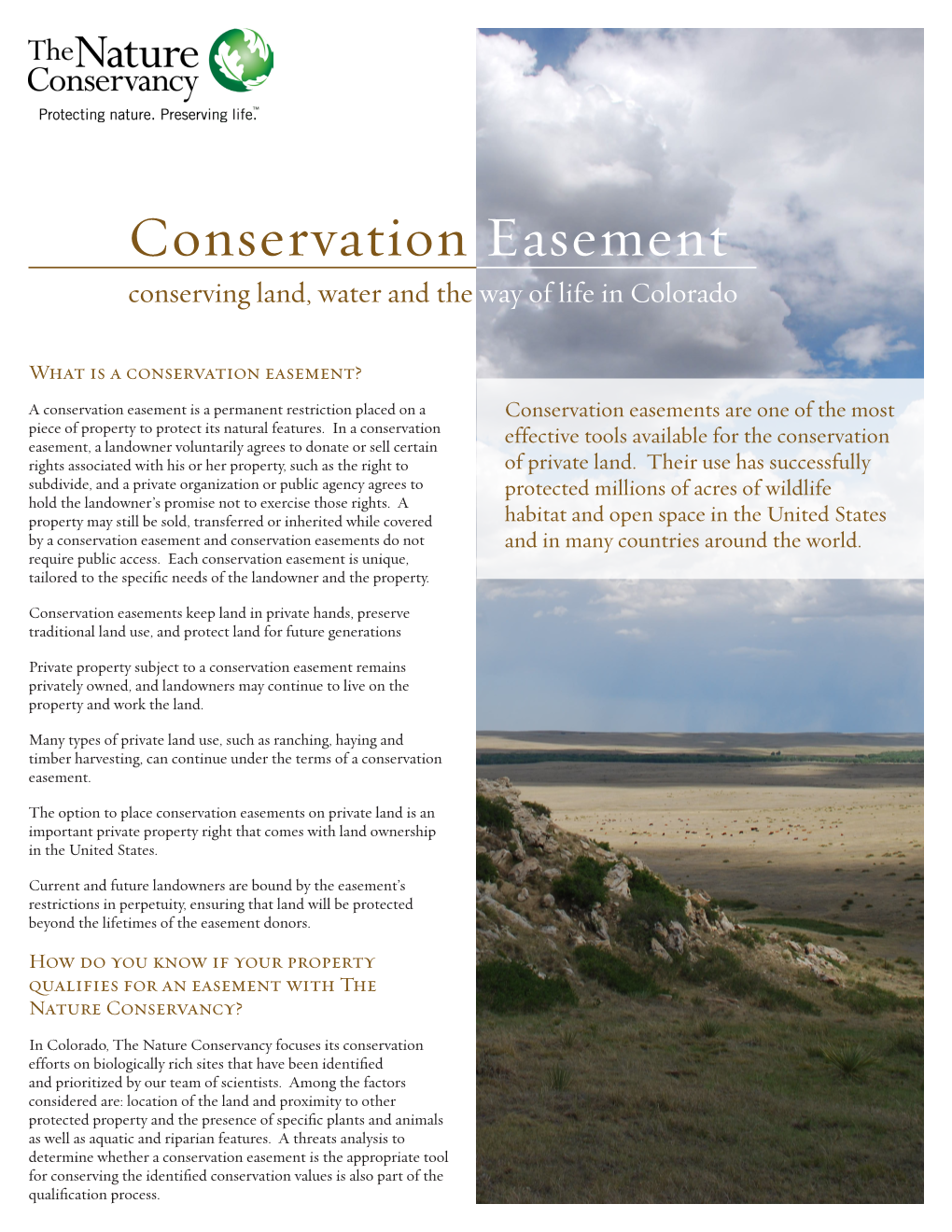 Conservation Easement Conserving Land, Water and the Way of Life in Colorado