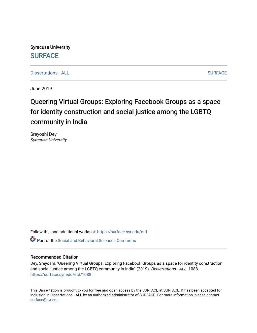 Exploring Facebook Groups As a Space for Identity Construction and Social Justice Among the LGBTQ Community in India