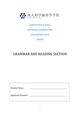 Grammar and Reading Section