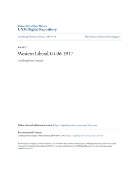 Western Liberal, 04-06-1917 Lordsburg Print Company