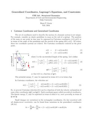 Generalized Coordinates, Lagrange's Equations, And