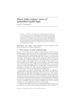 Three 13Th-Century Views of Quantified Modal Logic