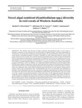 Novel Algal Symbiont (Symbiodinium Spp.) Diversity in Reef Corals of Western Australia