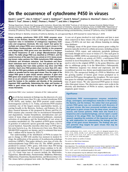 On the Occurrence of Cytochrome P450 in Viruses