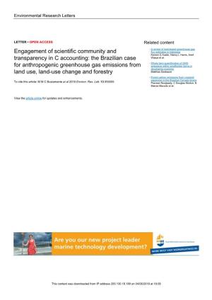 Engagement of Scientific Community and Transparency in C Accounting