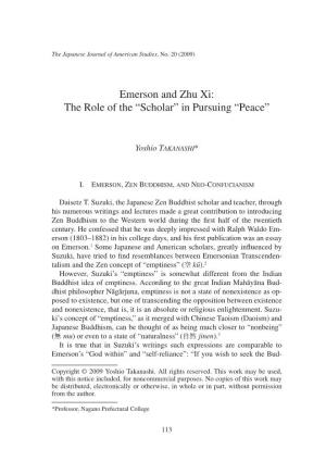 Emerson and Zhu Xi: the Role of the “Scholar” in Pursuing “Peace”