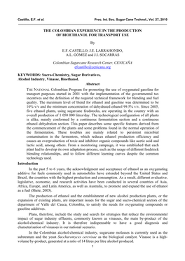 Castillo, EF Et Al. Proc. Int. Soc. Sugar Cane Technol., Vol. 27, 2010