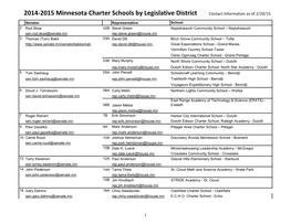 2014-2015 Minnesota Charter Schools by Legislative District Contact Information As of 2/20/15